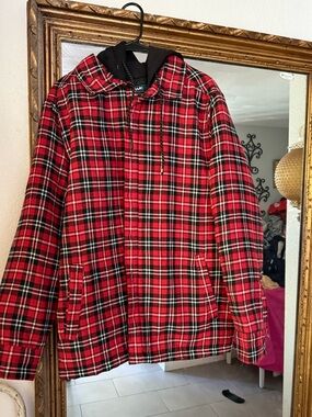 Tony Hawk Red Plaid Hooded Field Jacket